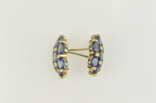 Load image into Gallery viewer, 14K Oval Syn. Sapphire Cluster Statement Stud Earrings Yellow Gold