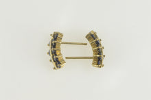 Load image into Gallery viewer, 10K Squared Syn. Sapphire Cluster Statement Earrings Yellow Gold
