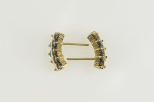 10K Squared Syn. Sapphire Cluster Statement Earrings Yellow Gold