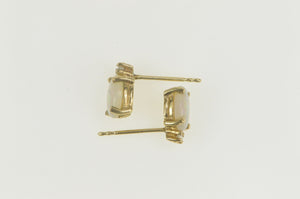 10K Oval Natural Opal Diamond Accent Stud Earrings Yellow Gold
