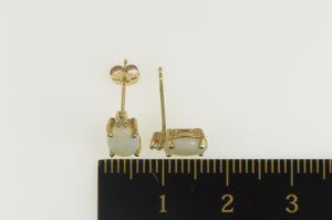 10K Oval Natural Opal Diamond Accent Stud Earrings Yellow Gold