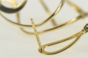 14K Spiral Twist Oval Geometric Dangle Earrings Yellow Gold