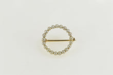 Load image into Gallery viewer, 14K Ornate Retro Seed Pearl Circle Statement Pin/Brooch Yellow Gold