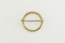 Load image into Gallery viewer, 14K Ornate Retro Seed Pearl Circle Statement Pin/Brooch Yellow Gold