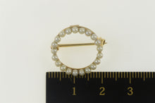 Load image into Gallery viewer, 14K Ornate Retro Seed Pearl Circle Statement Pin/Brooch Yellow Gold