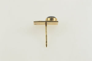 14K Retro Squared Black Star Sapphire Lapel Tie Pin/Brooch Yellow Gold