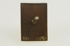 14K Retro Squared Black Star Sapphire Lapel Tie Pin/Brooch Yellow Gold