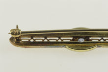 Load image into Gallery viewer, 14K Art Deco Amethyst Inset Filigree Bar Pin/Brooch Yellow Gold