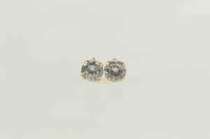 14K Round Solitaire Classic Simple Stud Earrings Yellow Gold