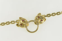 Load image into Gallery viewer, 14K Diamond Ruby Eyed Leopard Square Chain Bracelet 7.25&quot; Yellow Gold