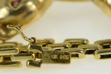 Load image into Gallery viewer, 14K Diamond Ruby Eyed Leopard Square Chain Bracelet 7.25&quot; Yellow Gold