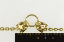 Load image into Gallery viewer, 14K Diamond Ruby Eyed Leopard Square Chain Bracelet 7.25&quot; Yellow Gold