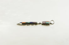Load image into Gallery viewer, Sterling Silver Yazzie Navajo Ornate Inlay Buffalo Feather Pendant