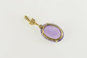 14K Oval Amethyst Solitaire Classic Statement Pendant Yellow Gold