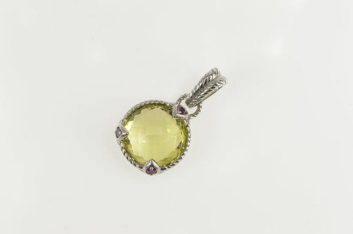 Sterling Silver Judith Ripka Faceted Citrine Ruby Ornate Pendant