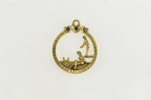 Load image into Gallery viewer, 14K Sapphire Retro Swimming Pool Summertime Charm/Pendant Yellow Gold