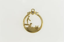 Load image into Gallery viewer, 14K Sapphire Retro Swimming Pool Summertime Charm/Pendant Yellow Gold