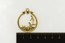 Load image into Gallery viewer, 14K Sapphire Retro Swimming Pool Summertime Charm/Pendant Yellow Gold