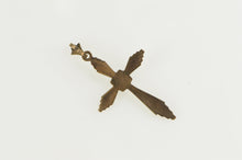 Load image into Gallery viewer, 10K Victorian Turquoise Inset Cross Christian Pendant Yellow Gold