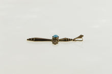 Load image into Gallery viewer, 10K Victorian Turquoise Inset Cross Christian Pendant Yellow Gold