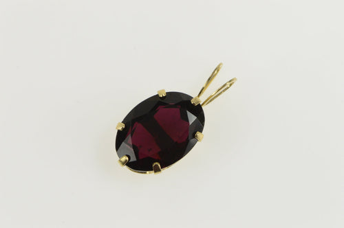 14K Oval Almandine Garnet Solitaire Statement Pendant Yellow Gold