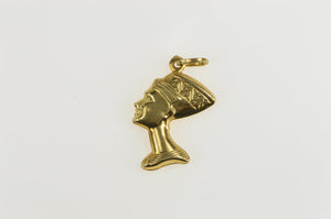 14K Queen Nefertiti Bust Head Ancient Egyptian Pendant Yellow Gold