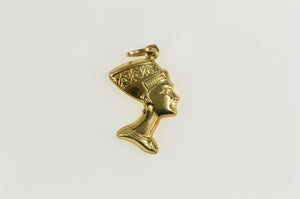 14K Queen Nefertiti Bust Head Ancient Egyptian Pendant Yellow Gold