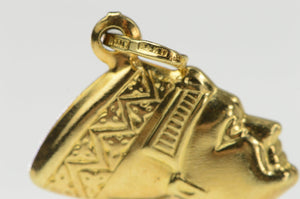 14K Queen Nefertiti Bust Head Ancient Egyptian Pendant Yellow Gold