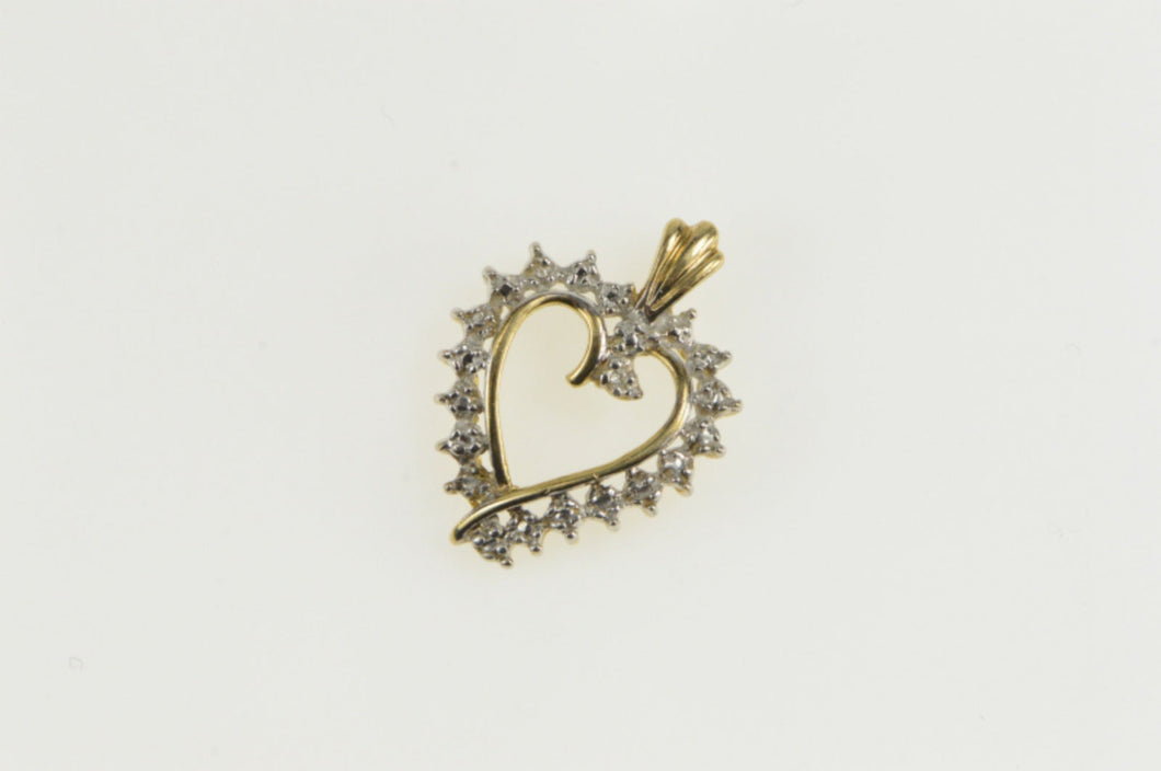 10K Diamond Accent Classic Heart Love Symbol Pendant Yellow Gold