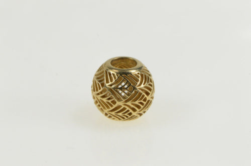 14K Pandora Tropicana Palm Pattern Retired Bead Charm/Pendant Yellow Gold