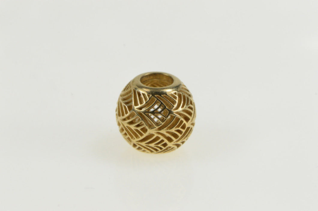 14K Pandora Tropicana Palm Pattern Retired Bead Charm/Pendant Yellow Gold