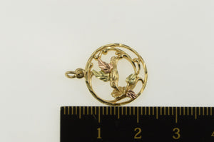 10K Hummingbird Black Hills Leaf Nature Motif Charm/Pendant Yellow Gold