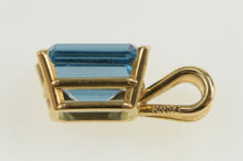 Load image into Gallery viewer, 14K Emerald Cut Blue Topaz Solitaire Classic Pendant Yellow Gold
