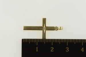 14K Diamond Inset Cross Christian Faith Symbol Charm/Pendant Yellow Gold