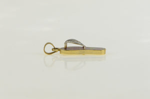 14K Syn. Pink Opal Flip Flop Sandal Beach Shoe Charm/Pendant Yellow Gold