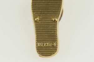 14K Syn. Pink Opal Flip Flop Sandal Beach Shoe Charm/Pendant Yellow Gold