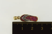 Load image into Gallery viewer, 14K Syn. Pink Opal Flip Flop Sandal Beach Shoe Charm/Pendant Yellow Gold