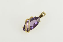 Load image into Gallery viewer, 14K Marquise Amethyst Solitaire Wave Accent Pendant Yellow Gold