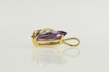 Load image into Gallery viewer, 14K Marquise Amethyst Solitaire Wave Accent Pendant Yellow Gold