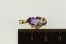 Load image into Gallery viewer, 14K Marquise Amethyst Solitaire Wave Accent Pendant Yellow Gold