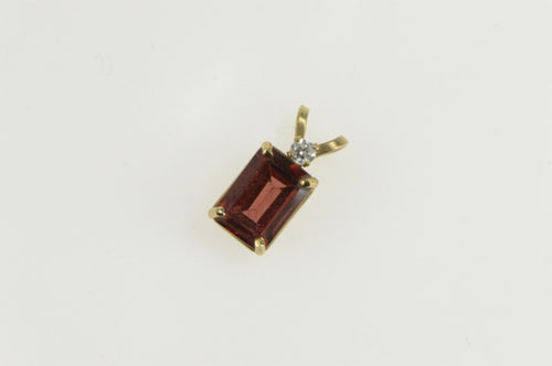 10K Emerald Syn. Garnet Diamond Accent Pendant Yellow Gold