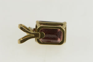10K Emerald Syn. Garnet Diamond Accent Pendant Yellow Gold