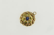 Load image into Gallery viewer, 14K Round Syn. Sapphire Two Tone Flower Charm/Pendant Yellow Gold