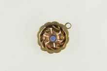 Load image into Gallery viewer, 14K Round Syn. Sapphire Two Tone Flower Charm/Pendant Yellow Gold