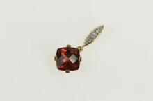 Load image into Gallery viewer, 14K Faceted Cushion Garnet Diamond Accent Pendant Yellow Gold