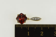Load image into Gallery viewer, 14K Faceted Cushion Garnet Diamond Accent Pendant Yellow Gold