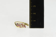 Load image into Gallery viewer, 14K Wavy Diamond Ruby Cluster Accent Statement Ring Yellow Gold