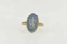 Load image into Gallery viewer, 14K Retro Wedgewood Cameo Ornate Oval Ring Yellow Gold