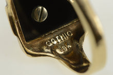 Load image into Gallery viewer, 10K Art Deco Black Onyx Diamond E Monogram Ring Yellow Gold