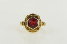 Load image into Gallery viewer, 10K Victorian Ornate Garnet Solitaire Engagement Ring Yellow Gold
